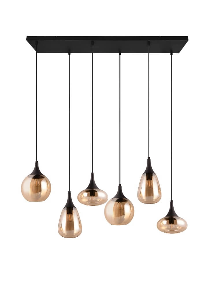 6-lichts hanglamp Lumina met amber glas Trio 4017807577730