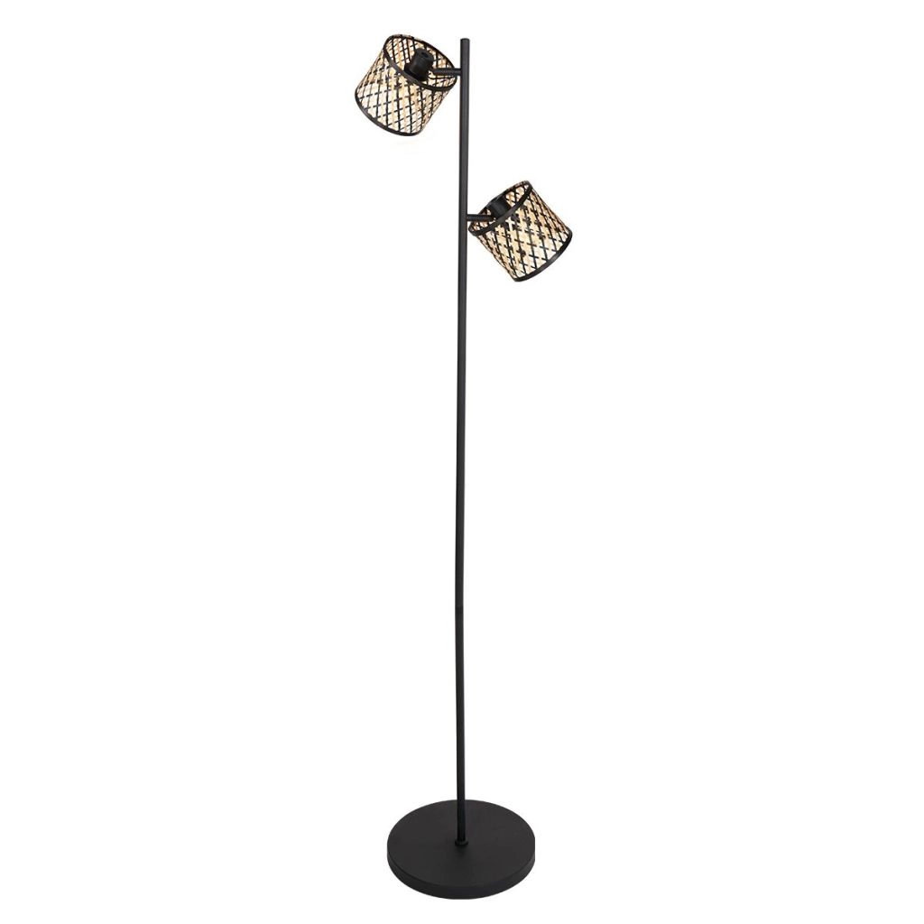 Vloerlamp 2-lichts Sumba met bamboe kappen Ø12cm