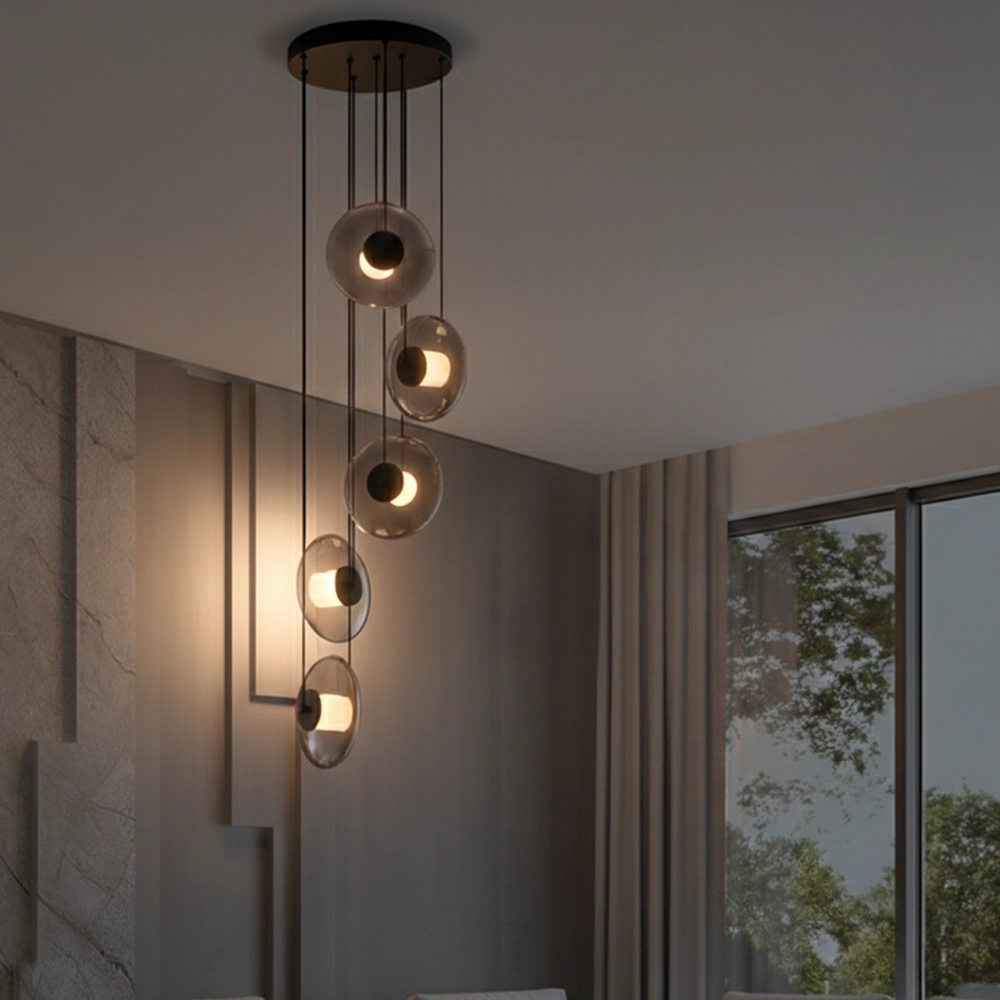 Unieke hanglamp Ballet zwart 5-lichts rond