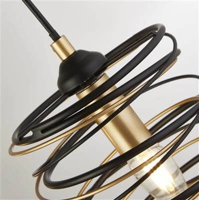 Hanglamp Spring 4-lichts zwart met goud Searchlight 5053423185736