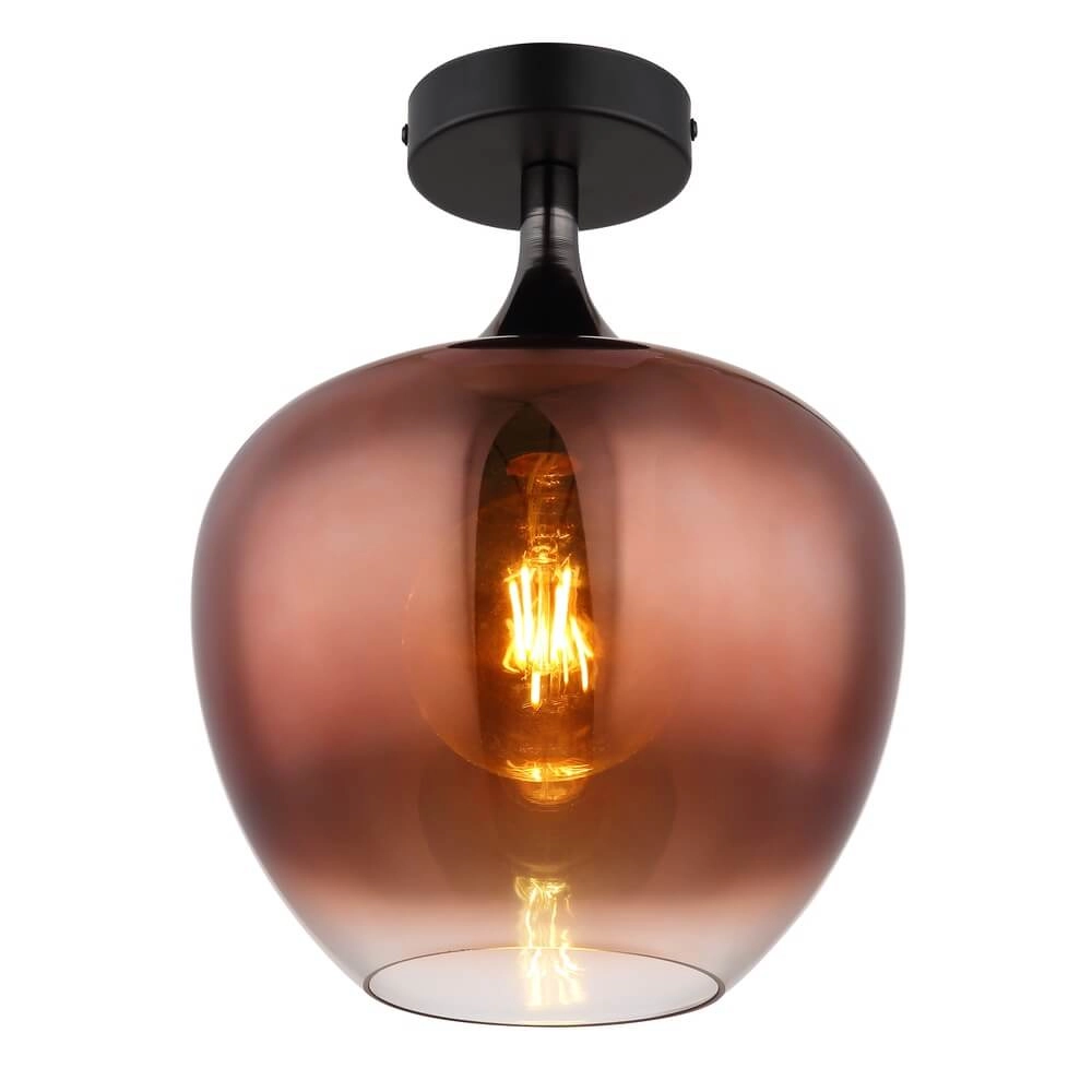 Zwarte plafondlamp Maxy met rood glas Ø 24cm