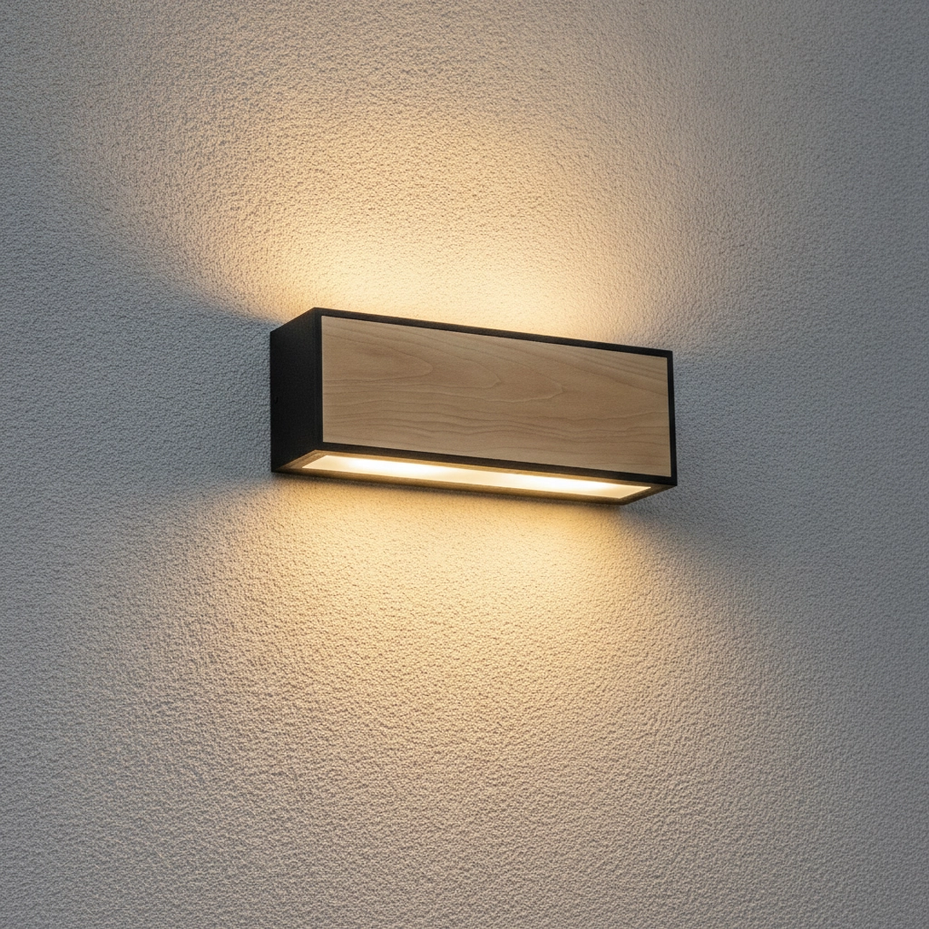 Wandlamp Astral antraciet met hout