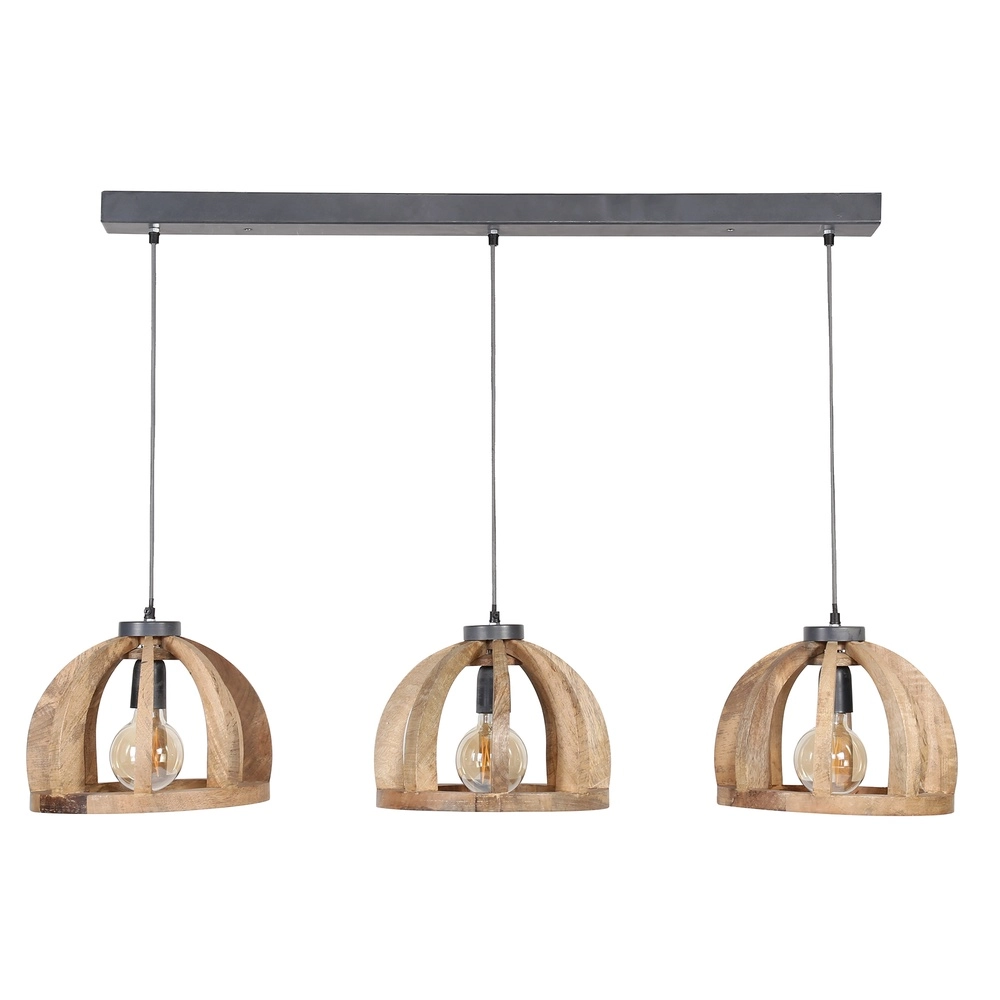 Houten eettafel hanglamp Orba 3x Ø 30cm Lyora 8716803513204