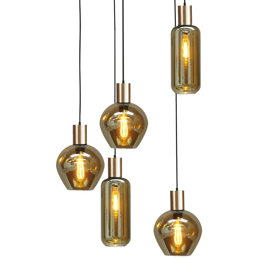 Hanglamp 5-lichts Bounty zwart met goud Masterlight 8718121247755