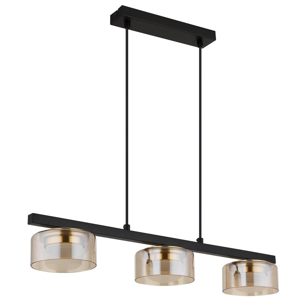 Design hanglamp Higgins zwart met amber glas Globo 9007371531813