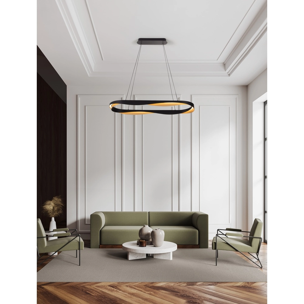 Hanglamp Radon Ø 100cm zwart met goud Lyora 5212017452511