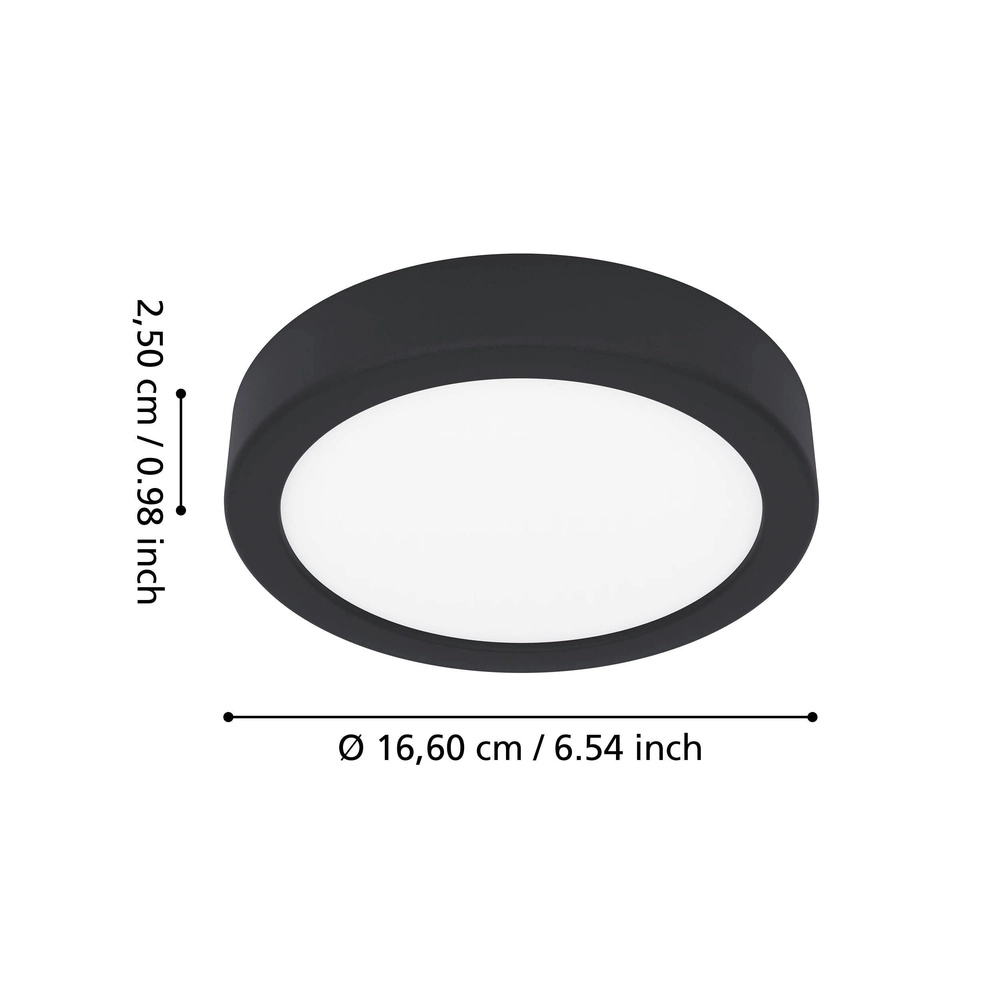 Plafonnière IP44 Fueva 6 rond - zwart - Ø 16,6cm Eglo 9008606330300