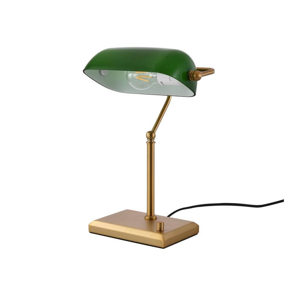 Klassieke bankierslamp Stanford goud met groen Artdelight 8720701100152