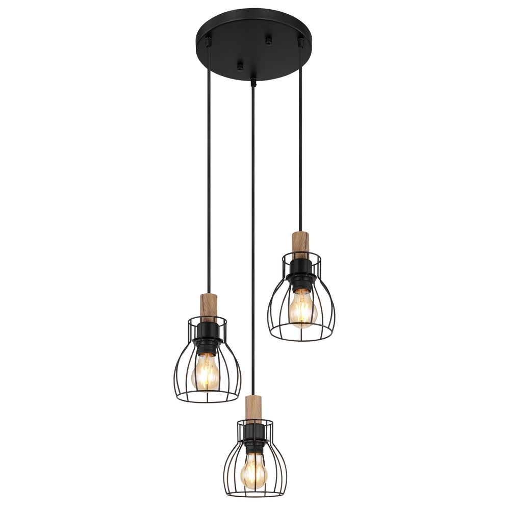 Landelijke hanglamp Mina 3-lichts rond