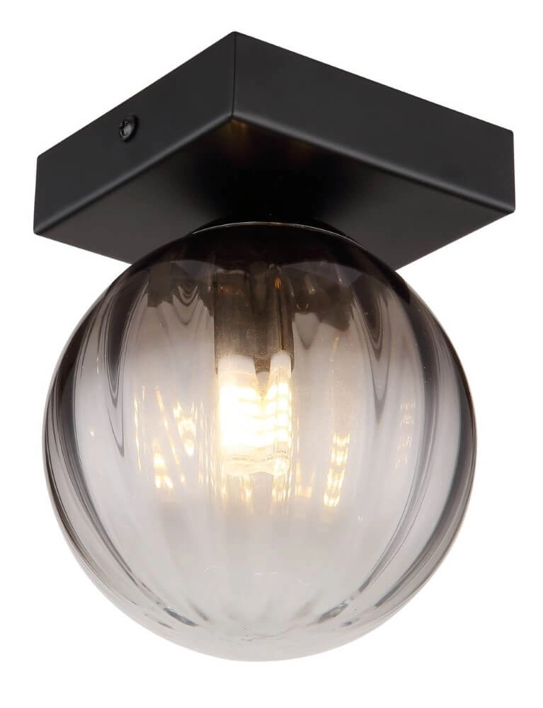 Plafondlamp Dallerta zwart met smoke glas Plafondlamp Dallerta zwart met smoke glas