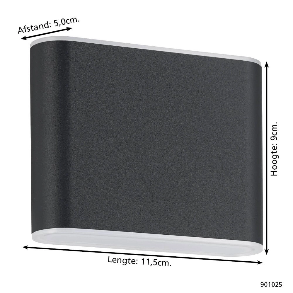 Zwarte wandlamp Grutti 11,5cm Eglo 9008606298112