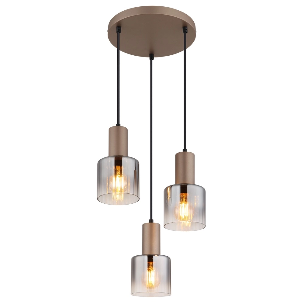 Hanglamp Walton 3-lichts koffie bruin