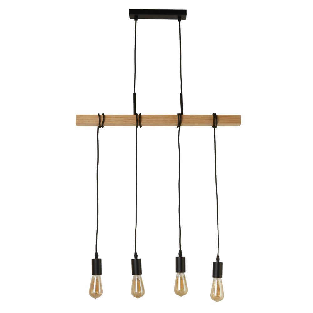 4-lichts hanglamp Woody met hout Searchlight 5053423206400