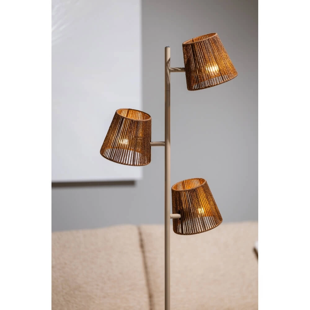 Vloerlamp Daan bruin met rotan kappen ETH 8720195309338