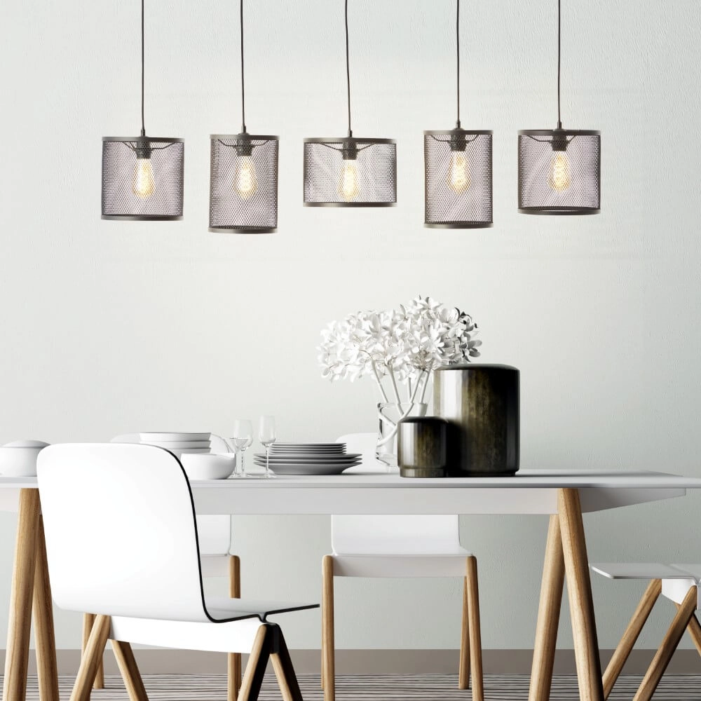 Eettafel hanglamp Maze met gaas kappen Brilliant 4004353411540