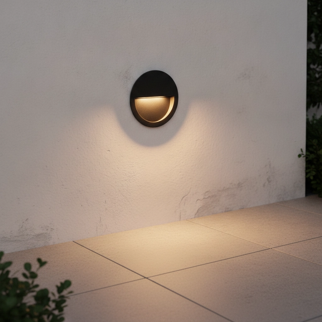 Ronde inbouw wandlamp Sete zwart