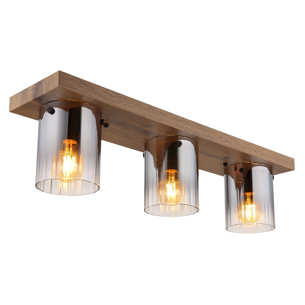 Plafondlamp Underwood hout 3-lichts