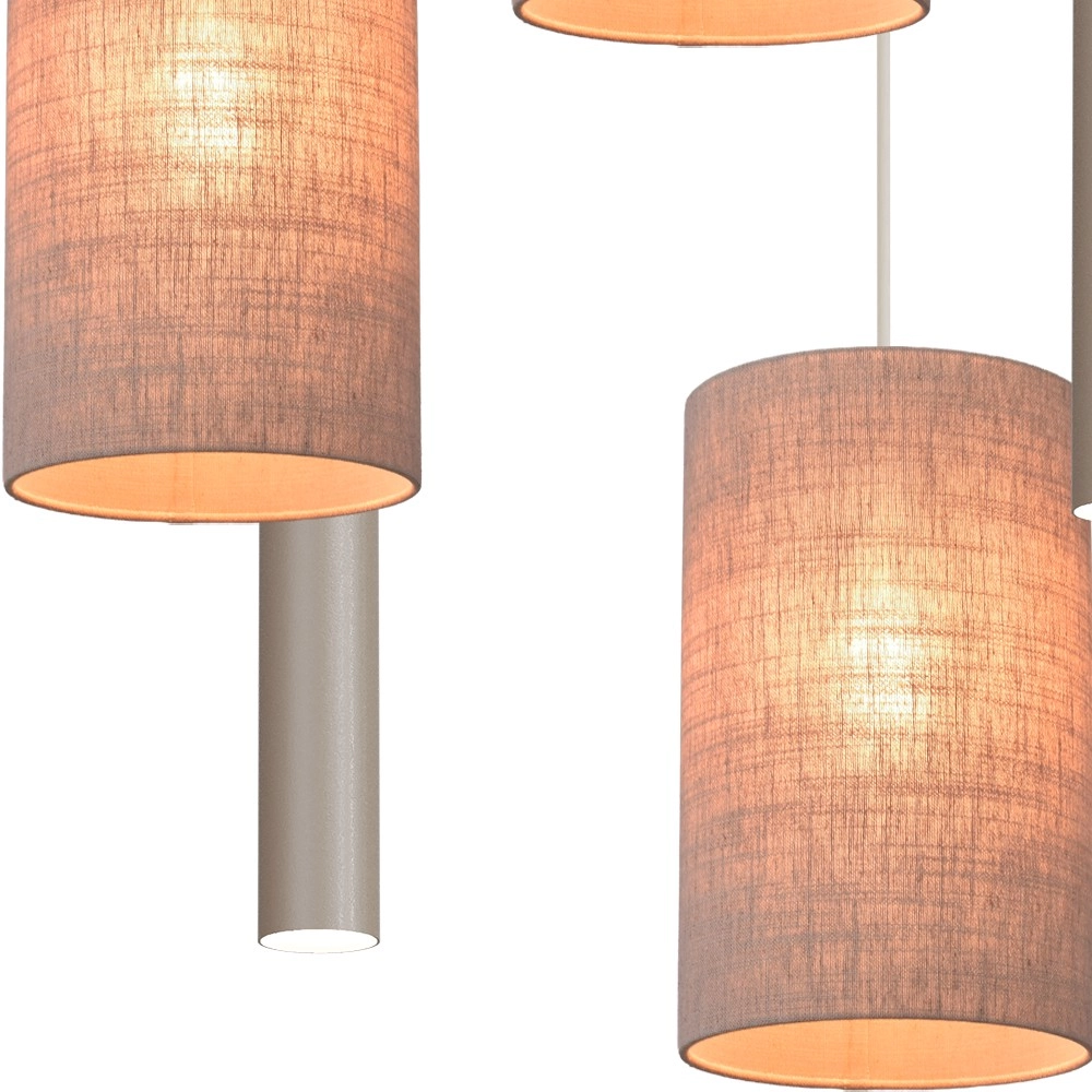 5-lichts hanglamp Lisbourg beige terra met beige grey kap Masterlight