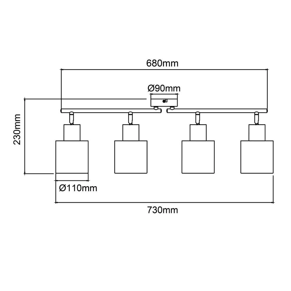 Plafondlamp Weald 4-lichts zwart Brilliant 4004353413094
