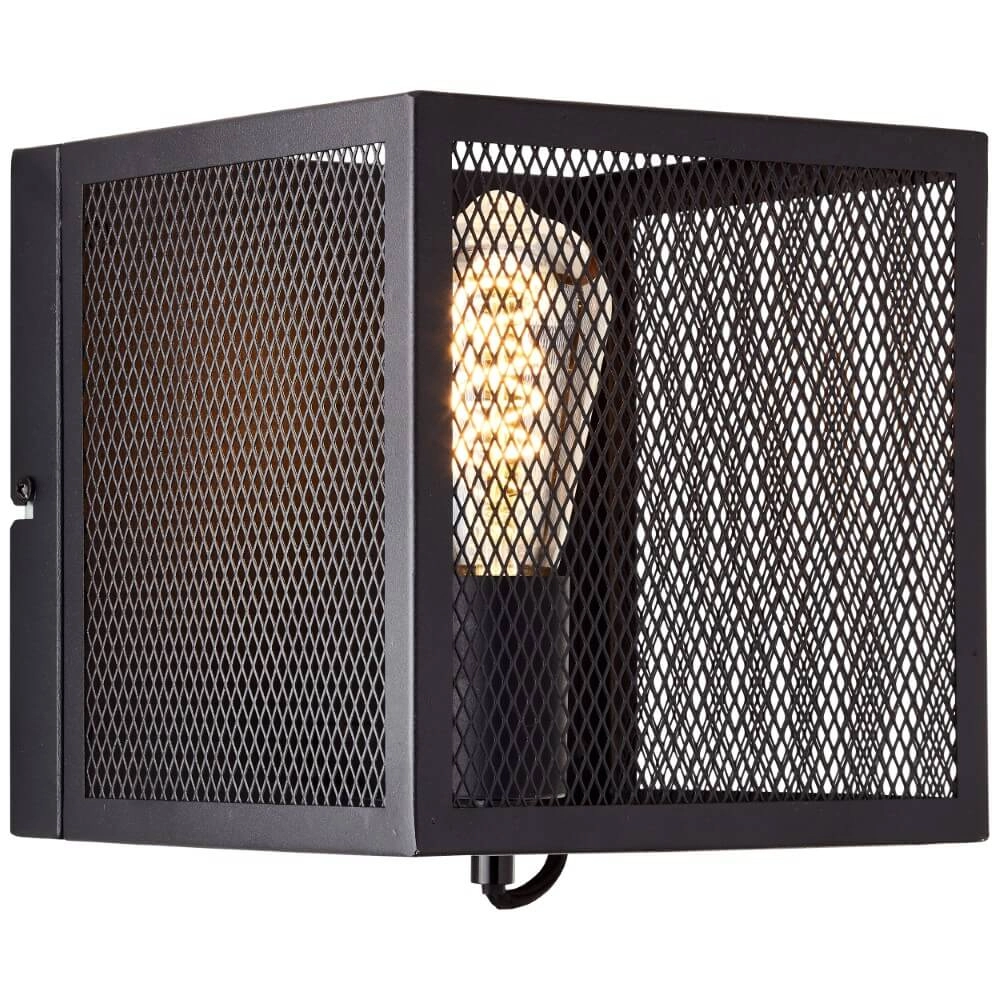 Vierkante muurlamp Maze zwart
