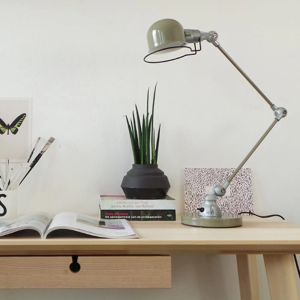 Landelijke bureaulamp Davin retro groen met grijs Steinhauer 8712746102000