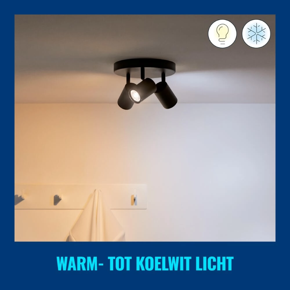 3-lichts opbouwspot Imageo smart - zwart WiZ 8719514554535