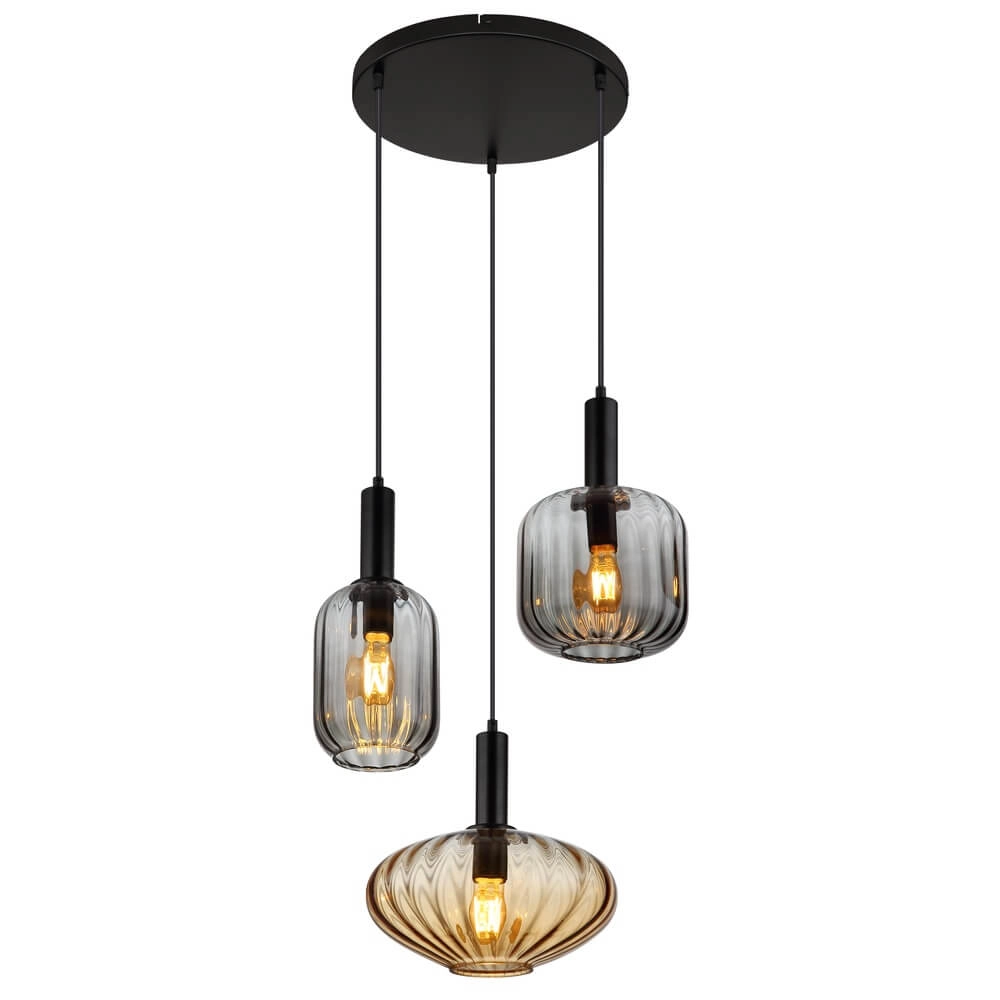 Hanglamp Valletta met gekleurd glas 3-lichts