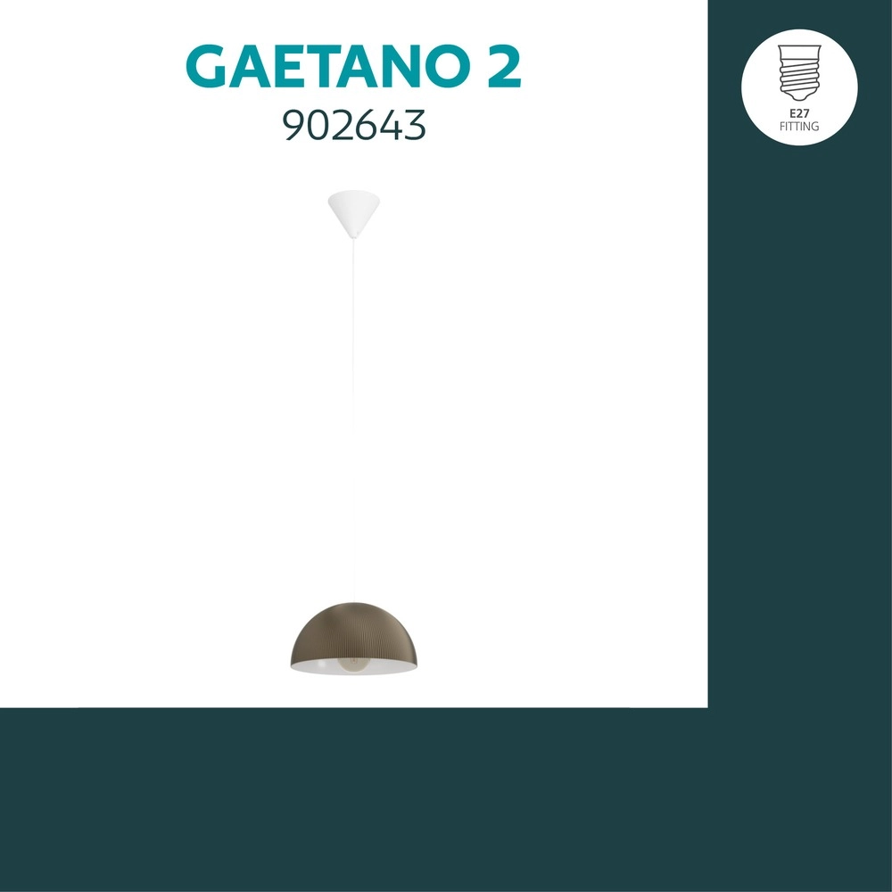 Design hanglamp Gaetano 2 brons met wit Ø 30cm Eglo 9008606391592