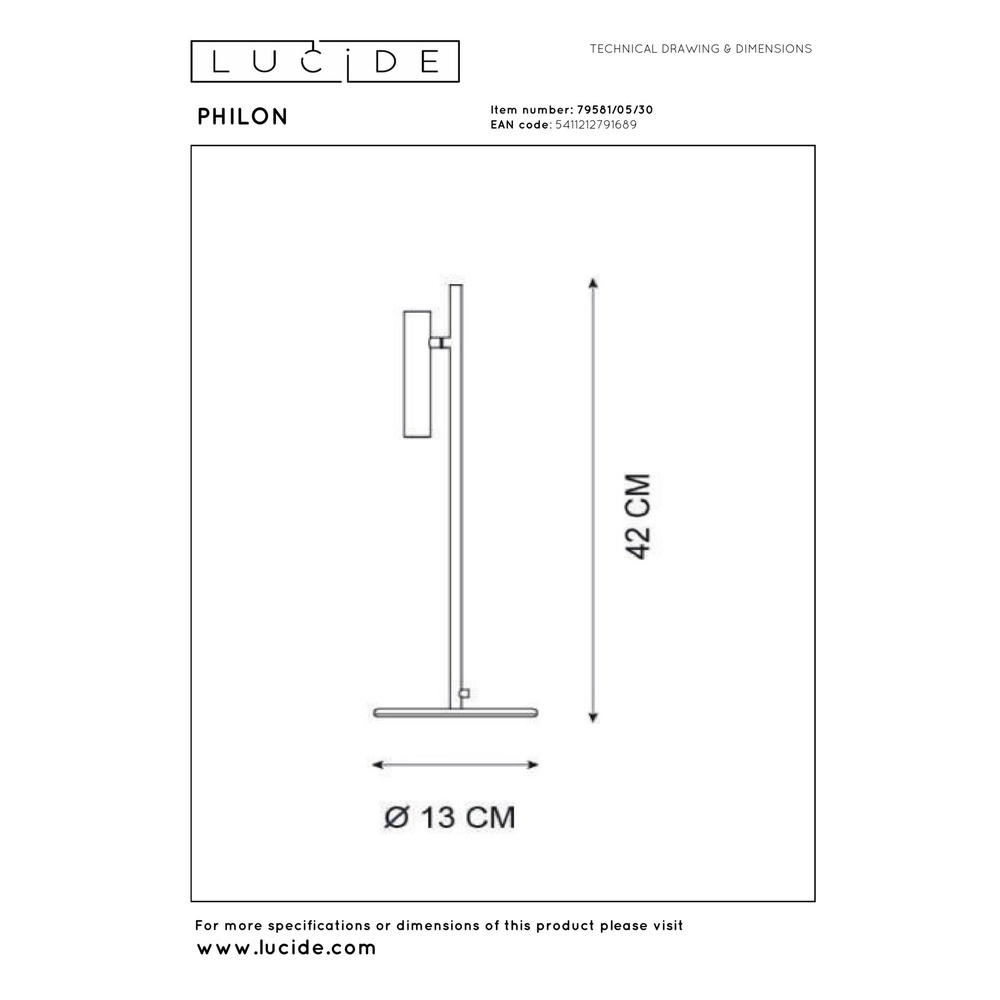 Bureaulamp Philon zwart Lucide 5411212791689