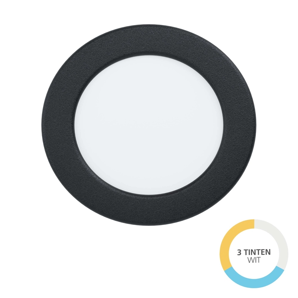 IP44 plafonnière Fueva 6 rond - zwart - Ø 11,9cm