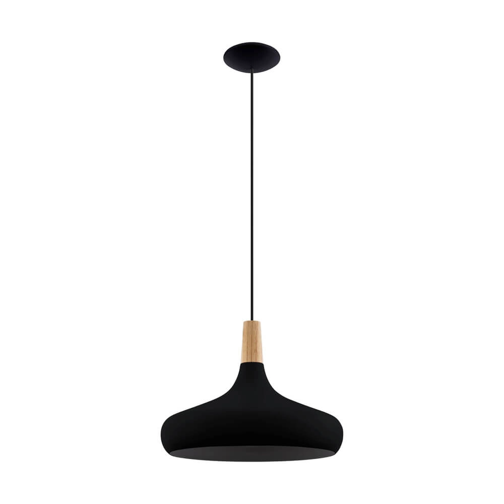 Zwarte hanglamp Sabinar Ø 40cm met hout Eglo 9008606235797