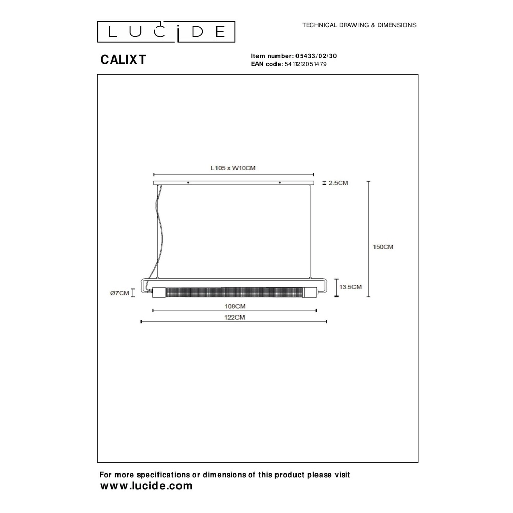 Design hanglamp Calixt zwart Lucide 5411212051479