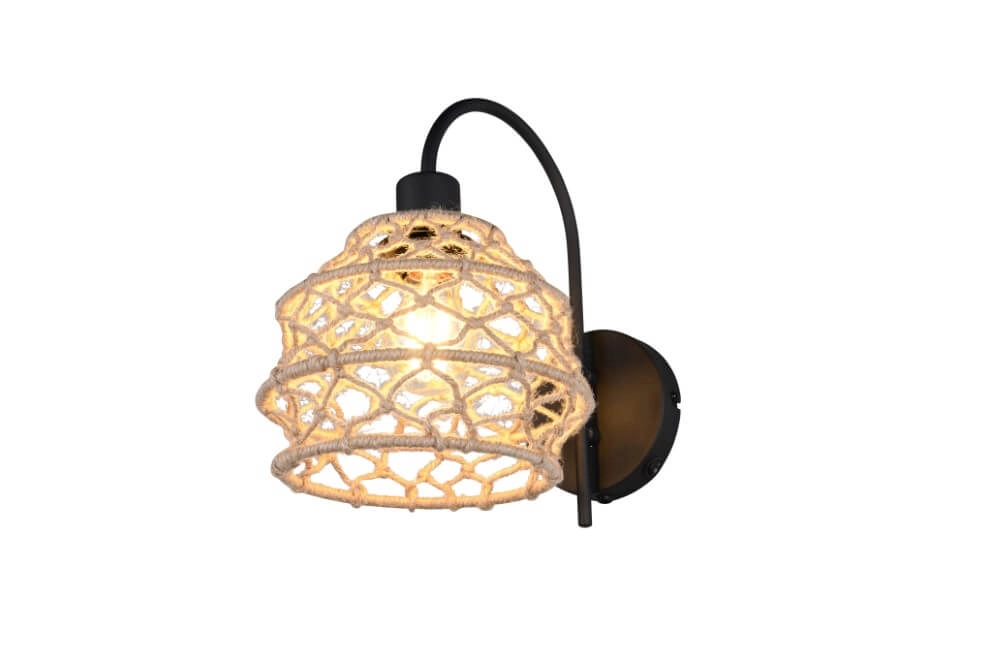 Rotan wandlamp Hive met zwart