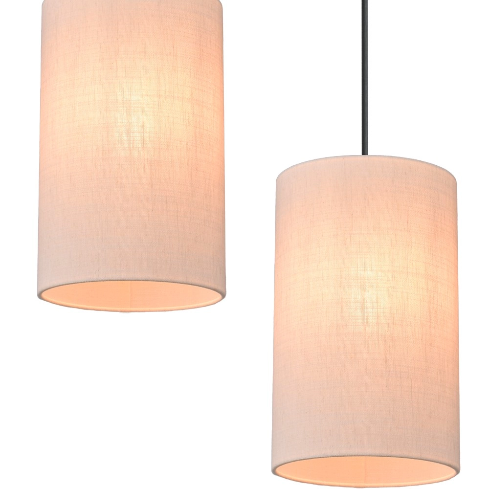 6-lichts hanglamp Lisbourg cacao met off white kap Masterlight