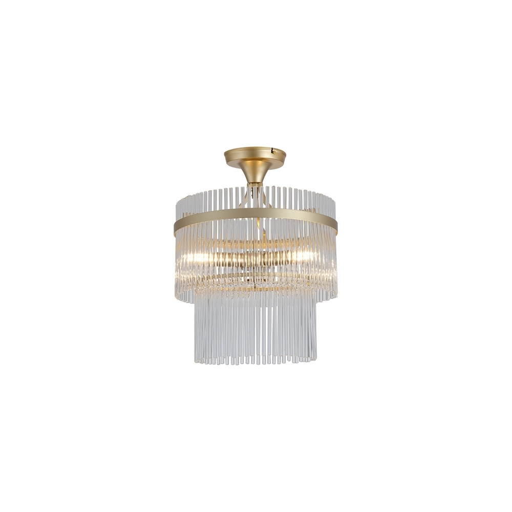 Plafondlamp Lara goud met helder glas