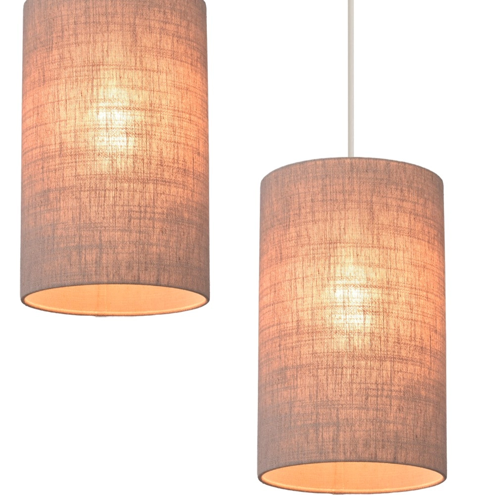 6-lichts hanglamp Lisbourg beige terra met beige grey kap Masterlight