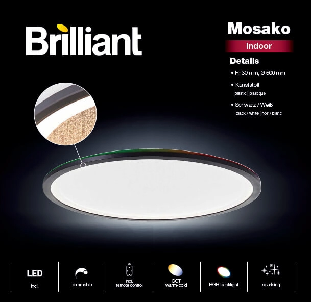 Plafondlamp Mosako zwart L Brilliant 4004353426445