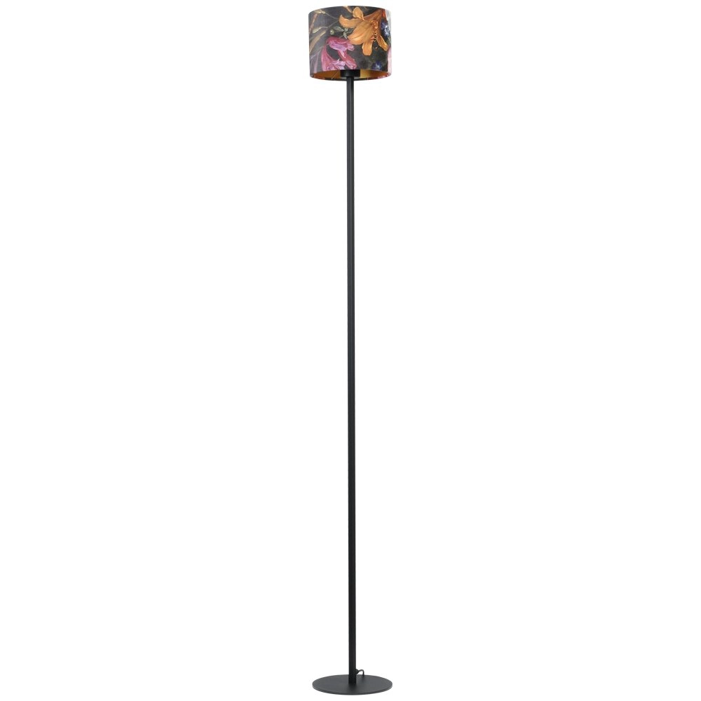 Zwarte vloerlamp Venus 175cm met Flower lampenkap Zwarte vloerlamp Venus 175cm met Flower lampenkap