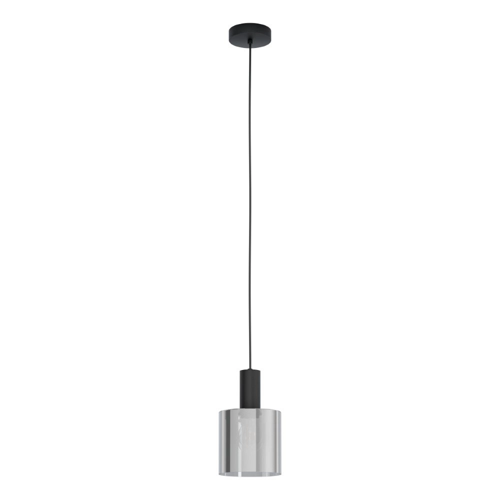 Smoke glazen hanglamp Gorosiba zwart met smoke glas