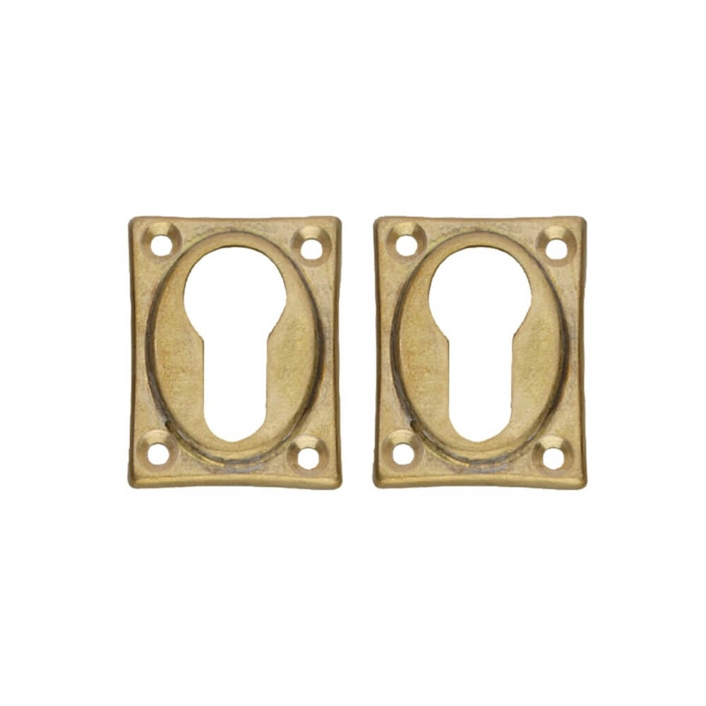 Set van 2 cilinderrozetten Tira vierkant messing getrommeld
