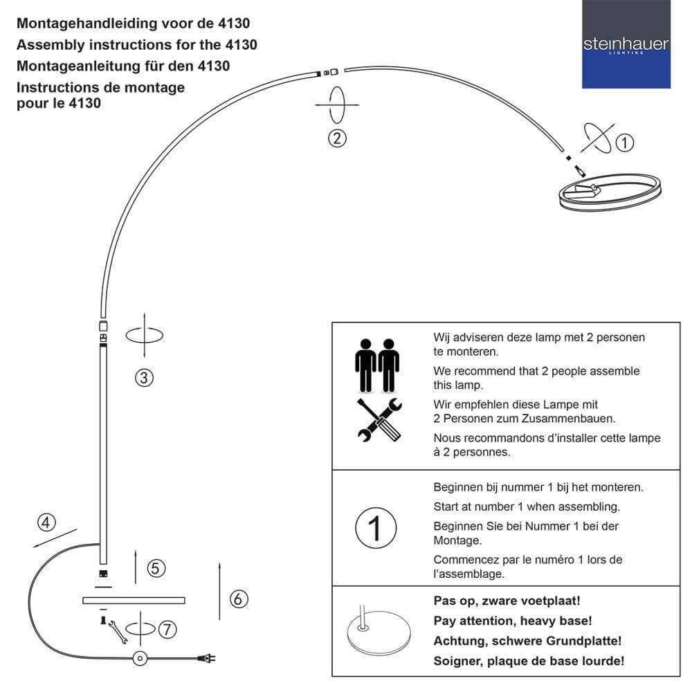 Design booglamp Ringlux zwart met goud Steinhauer 8712746177398