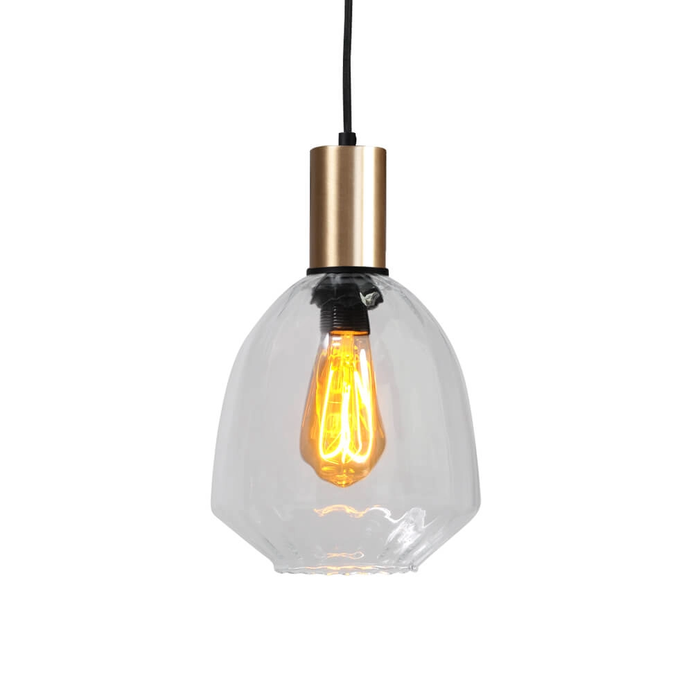 3-lichts hanglamp - goud - Porto met Nicolette clear glazen Masterlight 8718121269689