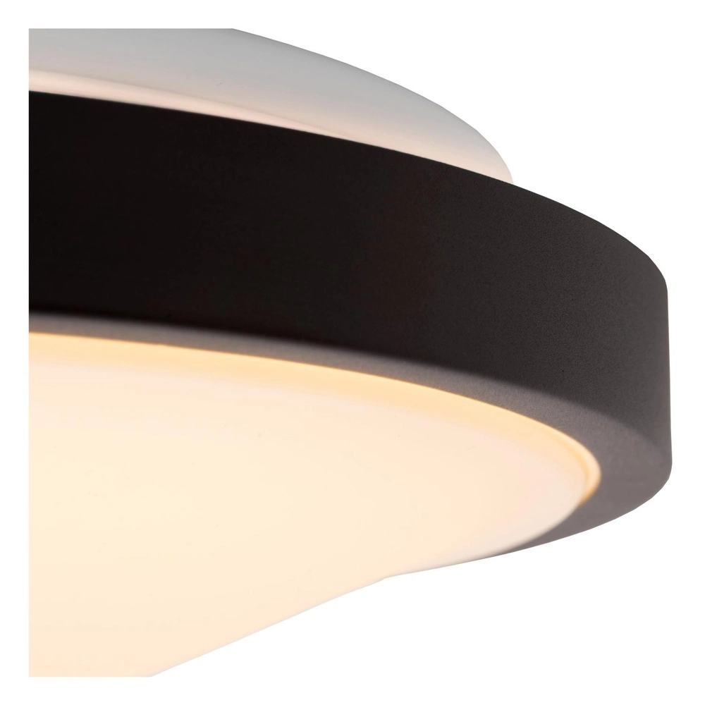 Zwarte plafonniere Dasher Ø 34,8cm IP44 voor badkamer Lucide 5411212792099