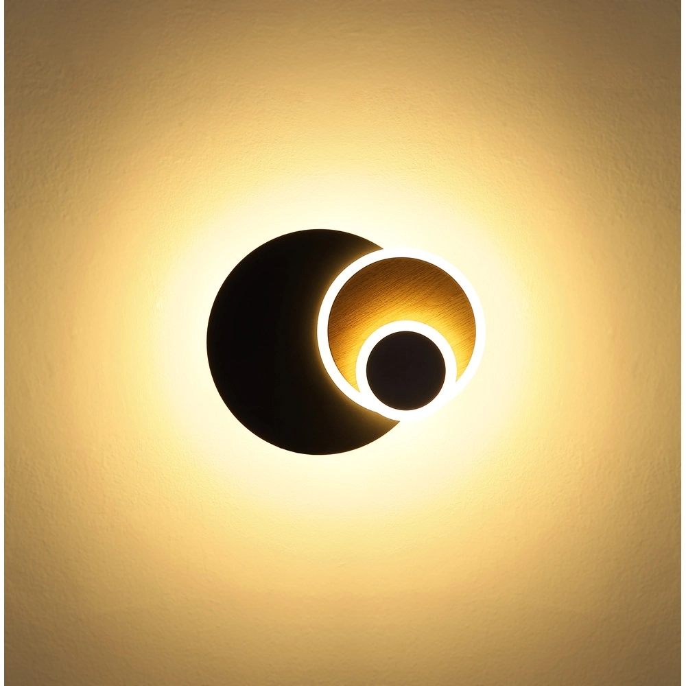 Zwarte wandlamp Odonell met hout Globo 9007371566419