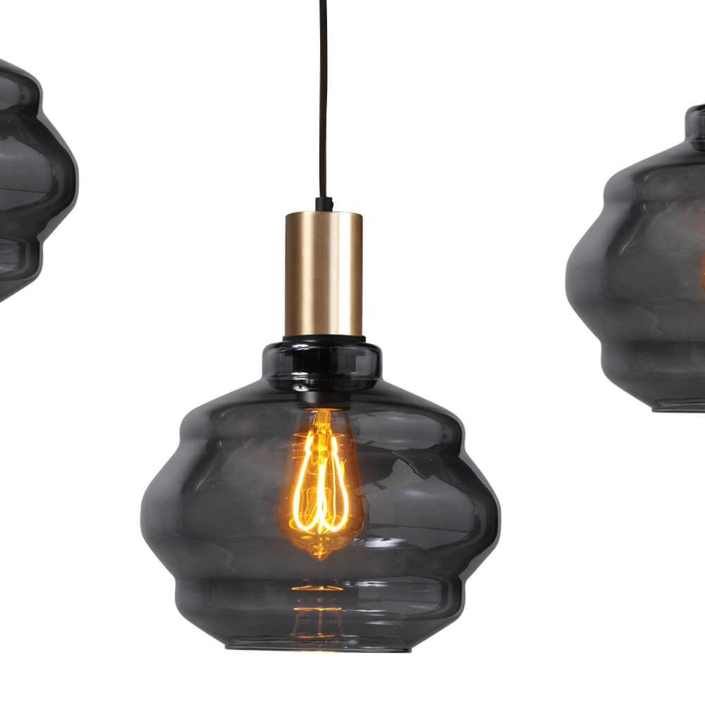 5-lichts hanglamp - goud - Porto met Ball smoke glazen - Ø 24cm Masterlight 8718121270142