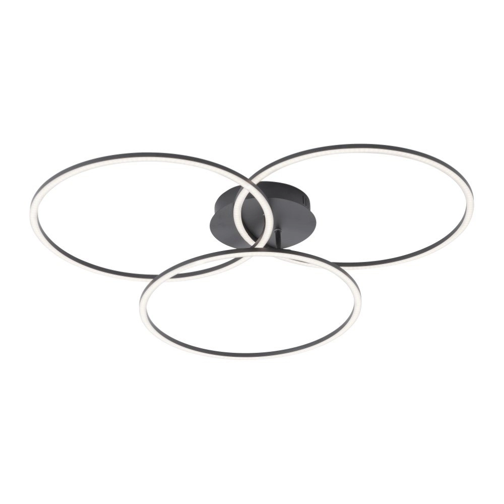 Moderne plafondlamp Ivanka 3-rings zwart Just Light 4043689970567