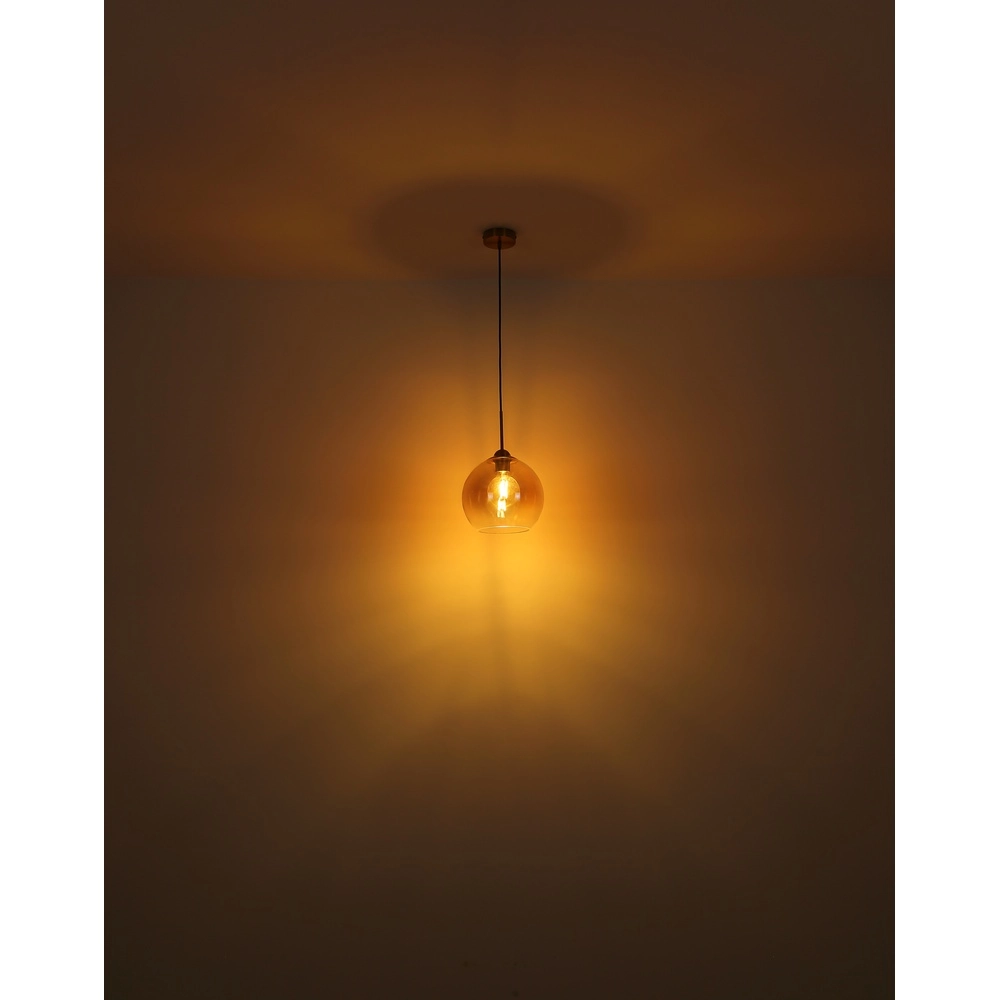 Gouden hanglamp Jamessa 6-lichts met amber glas Globo 9007371435692