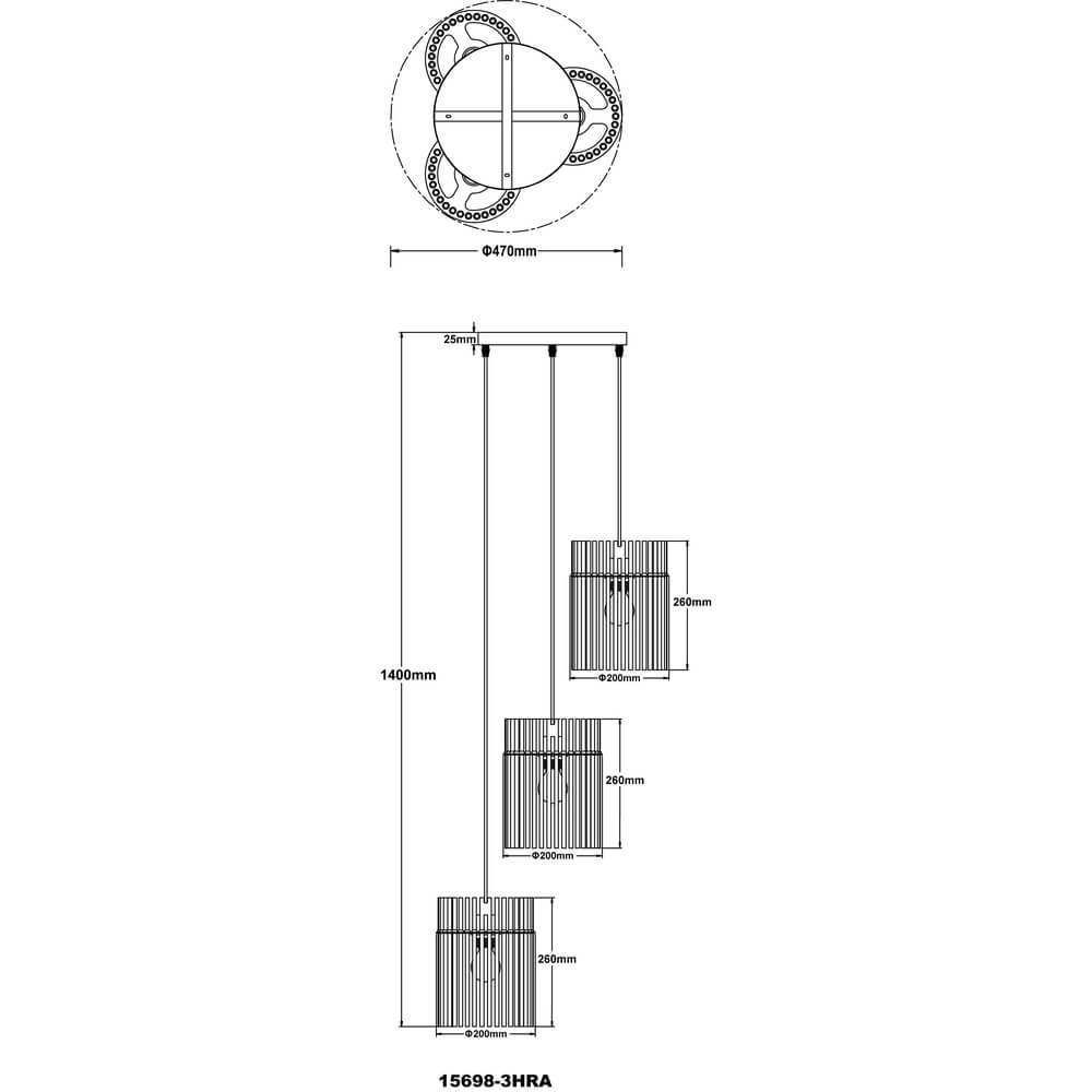 Zwarte hanglamp Gorley met amberglas rond Ø 47cm Globo 9007371471997