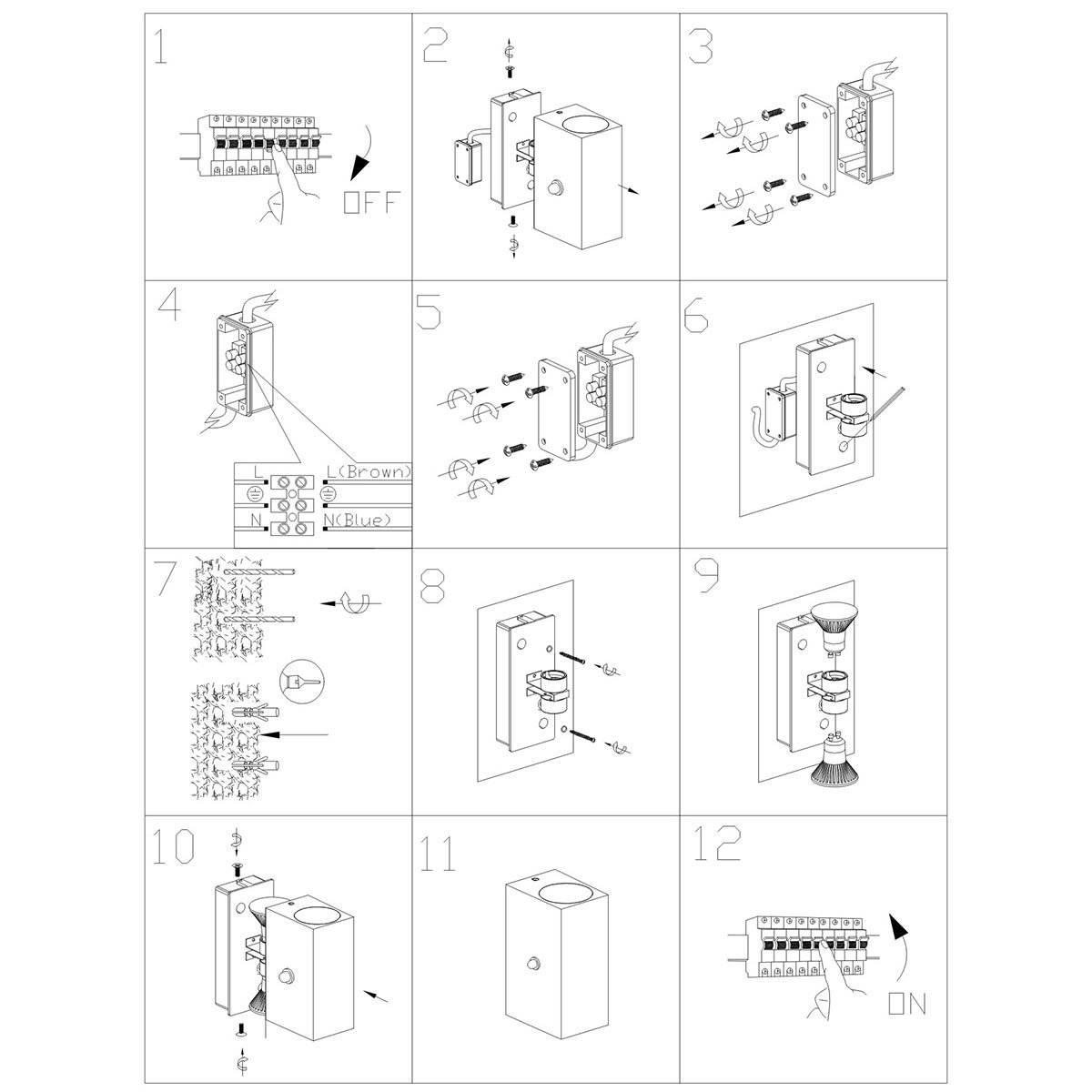 Vierkante wandspot Logan met schemersensor Steinhauer 8712746133226
