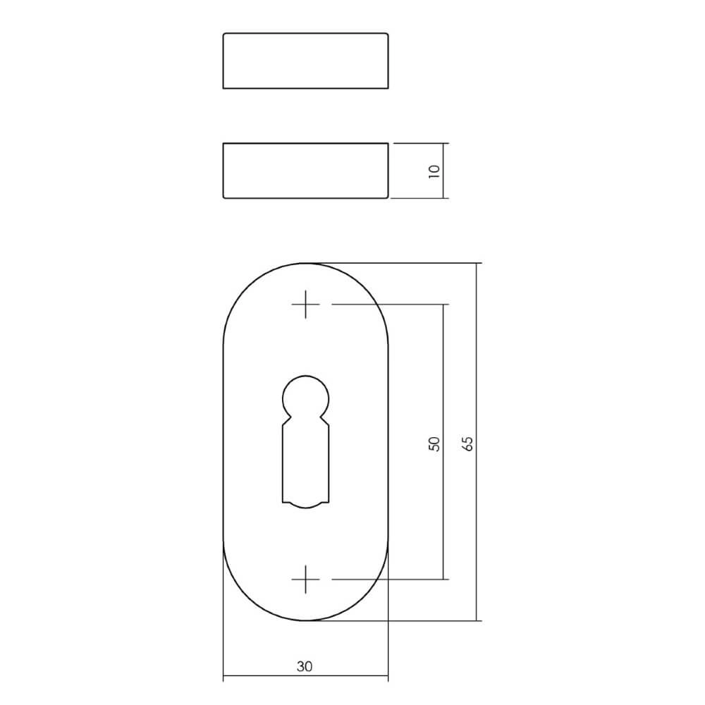 Set van 2 sleutelrozetten Tira ovaal RVS 10mm Intersteel 8714186635384